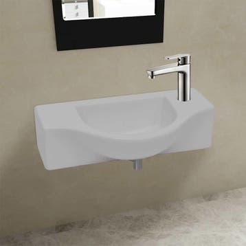 vidaXL Wastafel met kraangat wit keramiek, Doe-het-zelf en Bouw, Sanitair, Verzenden, Nieuw