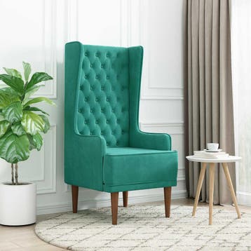 vidaXL Gecapitonneerde stoel met hoge rugleuning Turquoise, Verzenden, Nieuw