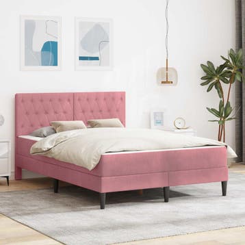 vidaXL Bedframe met matras met hoofdeinde Roze 140 x 190 cm, Huis en Inrichting, Slaapkamer | Matrassen en Bedbodems, Verzenden