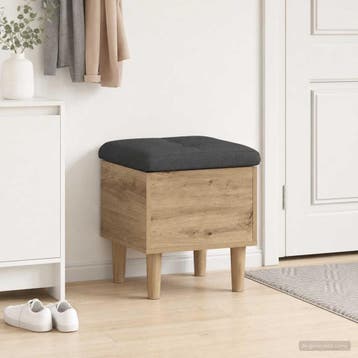 vidaXL Opbergbank met kussen Artisanaal eiken 42 x 42 x 46, Verzenden