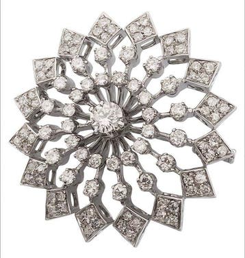 Broche - 18 carats Or blanc Diamant (Naturelle)