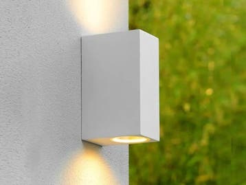 Veiling - 4x Wandlamp rechthoekig GU10 duo fitting wit water, Jardin & Terrasse, Éclairage extérieur