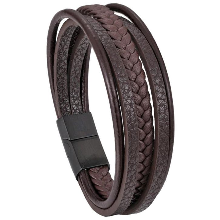 Fako Bijoux - Armband Heren - Bruin 5 Snoeren Combo - Mannen, Handtassen en Accessoires, Armbanden, Verzenden