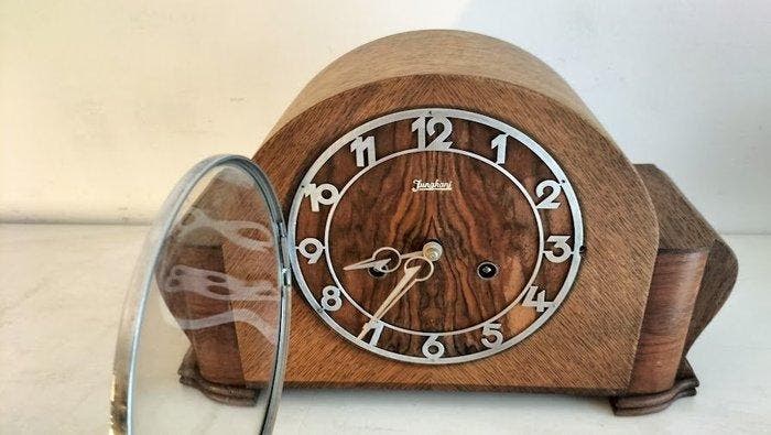 Pendule - Art Deco eiken hout-coromandel- chrome - 1920-1930, Antiek en Kunst, Antiek | Klokken
