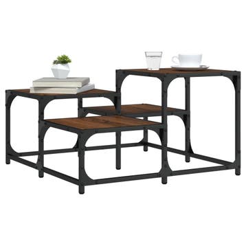 vidaXL Salontafel 68x68x40 cm bewerkt hout bruin eikenkleur, Huis en Inrichting, Tafels | Salontafels, Verzenden, Nieuw