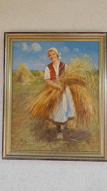 Alexander Rau (1878-1944) - Jonge vrouw aan het werk op het, Antiek en Kunst