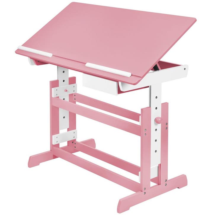 tectake Bureau in hoogte verstelbaar 109x55x63-94cm - roze, Huis en Inrichting, Bureaus, Verzenden