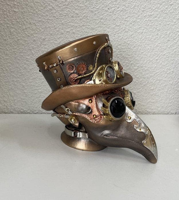 Exclusief S.Buru - sculptuur, signed-Pest Doctor - 20.5 cm, Antiquités & Art, Curiosités & Brocante