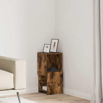 vidaXL Hoekkast 25,5x25x55cm Bewerkt hout Rook Eiken, Huis en Inrichting, Verzenden, Nieuw