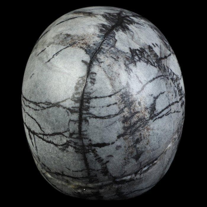 435 g Zwarte Netwerkjaspis Voodoo-schedel – Raven Veins 9,0, Verzamelen, Mineralen en Fossielen