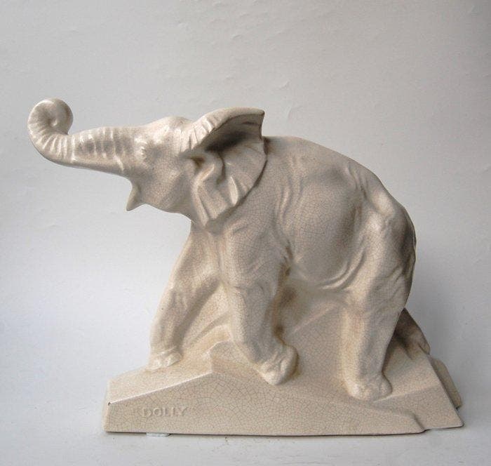 Lejan - sculptuur, Olifant Dolly - 30 cm - Keramiek - 1930, Antiquités & Art, Art | Objets design