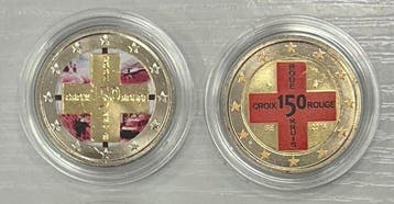 Belgique. 2 Euro 2014/2015 Croix Rouge + Développement