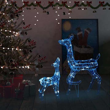 vidaXL Kerstversiering rendierfamilie 160 LEDs blauw acryl, Verzenden, Nieuw