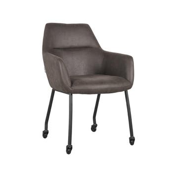 Stoel Lenny | Antraciet | Micro Suede | Zwart Metalen Frame, Verzenden, Nieuw in verpakking