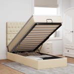 vidaXL Bed poef met matras en LEDs 90x200 cm stof, Verzenden, Nieuw