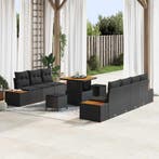 vidaXL Tuinbank Set met kussen met opslag 10 pcs Zwart Poly, Verzenden, Nieuw