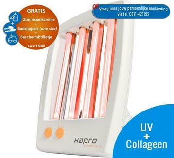 Hapro Summer Glow HB175+. Nieuw; UV & Collageen inéén! Actie, Ophalen of Verzenden, Nieuw, Gezichtsbruiner, Minder dan 10 lampen