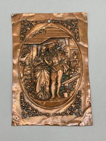 Decoratief ornament - koperen hoogreliëf van Gustav Grohe –