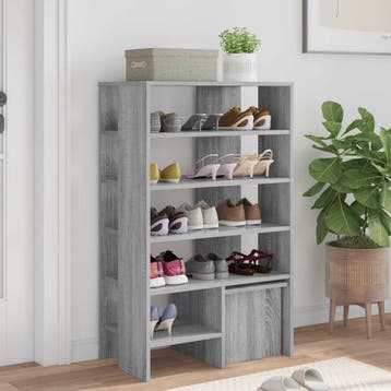 vidaXL Schoenenkast 2 st 62 x 35 x 100 cm Bewerkt hout Grijs, Verzenden