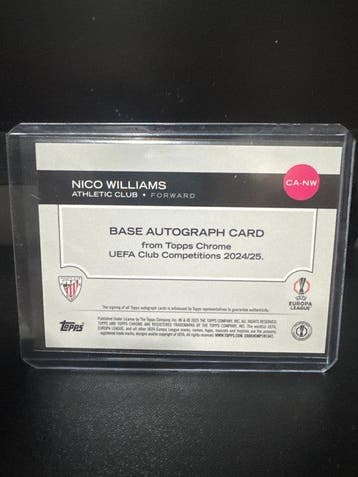 2024/25 Topps Chrome Nico Williams 007/199 Carte dédicacée,, Nieuw