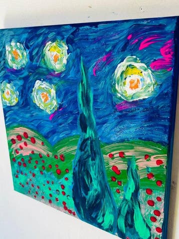 David Harianna (1978) - Van Gogh - Spatolato su Tela (30x30