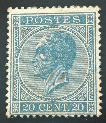België 1865/1866 - Leopold I in profiel - 20 centimes in 2, Gestempeld