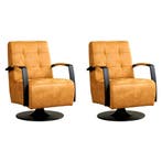 Set van 2 Leren draaifauteuils Mind - Kenia Cognac (cognac), Huis en Inrichting, Fauteuils, Nieuw, Ophalen of Verzenden, 50 tot 75 cm