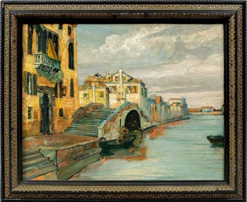 Venetian school (early XX) - Venetian Canal with Bridge and, Antiek en Kunst