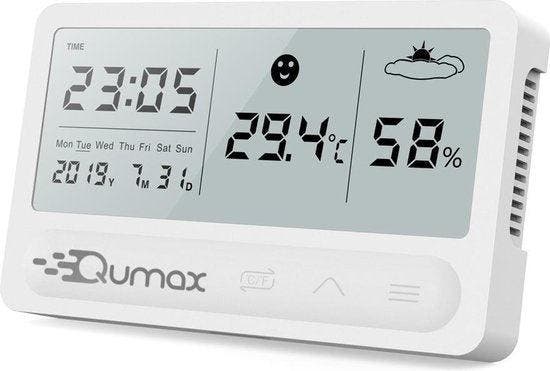 2dekans | Qumax Digitale Hygrometer - Thermometer voor, Maison & Meubles, Accessoires pour la Maison | Horloges, Enlèvement ou Envoi