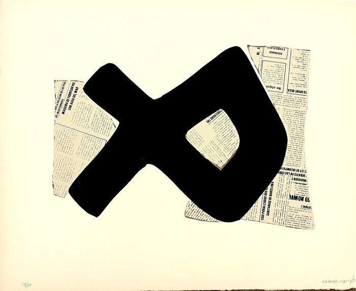 Conrad Marca Relli (1913-2000) - Composition with newspaper, Antiek en Kunst, Antiek | Overige Antiek
