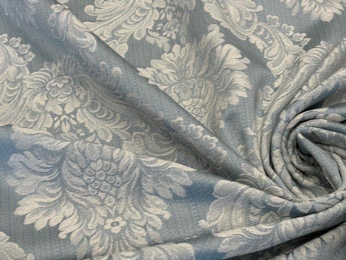 Meubelstof 3,00 x 2,80 m – damast in poederblauw en ivoor –, Antiek en Kunst, Antiek | Tapijten, Tafelkleden en Textiel
