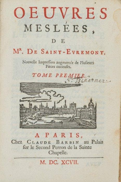Charles Le Marquetel de Saint-Denis dit Saint-Évremond -, Antiek en Kunst, Antiek | Boeken en Manuscripten