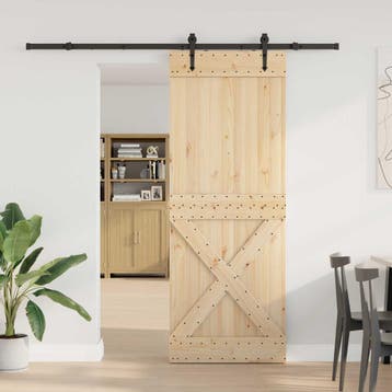 vidaXL Schuifdeur NARVIK Naturel en Zwart 85 x 210 cm (213,5, Verzenden, Nieuw