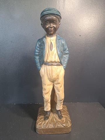 Beeld, Afro jongen houtsnijwerk - 51 cm - Hout
