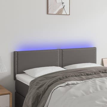 vidaXL Hoofdbord LED 144x5x78/88 cm kunstleer grijs, Verzenden, Nieuw