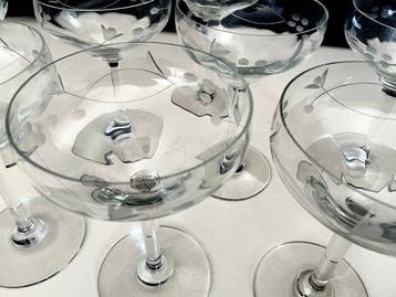 Geslepen antieke champagne coupes - Verre à champagne (8) -, Antiek en Kunst