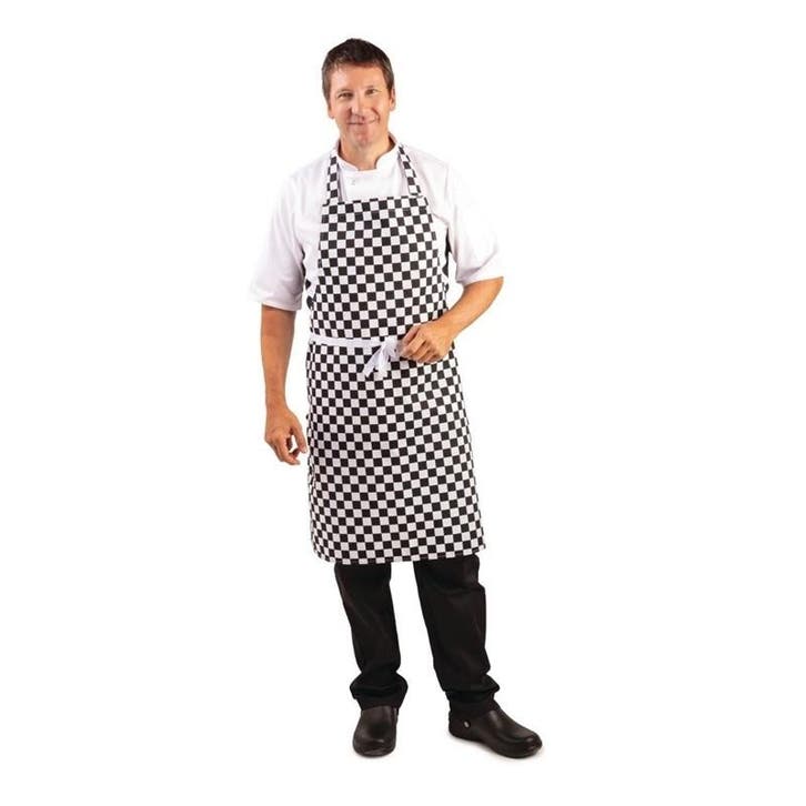 Whites schort zwart-wit geblokt | Polyester/Katoen |, Articles professionnels, Horeca | Équipement de cuisine, Envoi