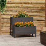 vidaXL Plantenbak 84,5x84x75 cm massief grenenhout grijs, Tuin en Terras, Bloempotten, Verzenden, Nieuw