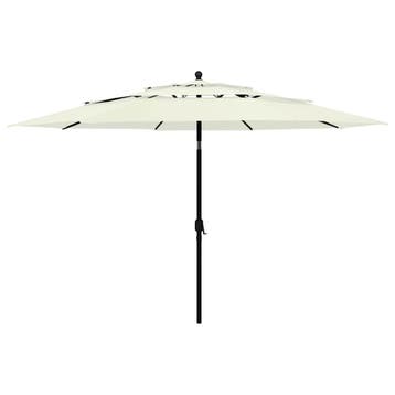 vidaXL Parasol 3-laags met aluminium paal 3,5 m zandkleurig, Verzenden, Nieuw