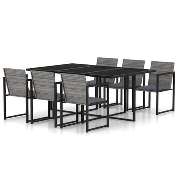 vidaXL 7-delige Tuinset met kussens poly rattan grijs, Verzenden, Nieuw, Tuinset