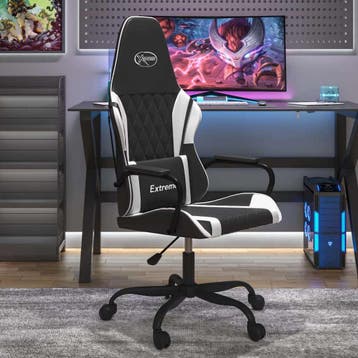 vidaXL Massage gamestoel kunstleer zwart en wit, Verzenden