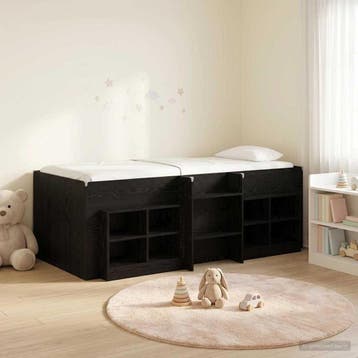 vidaXL Loft Bed Frame met Kast met plank 3 st Zwart Bewerkt, Huis en Inrichting, Verzenden, Nieuw