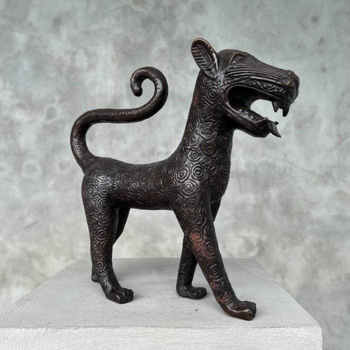 sculptuur, Sculpture, Gorgeous Walking Benin Leopard, Antiquités & Art, Art | Objets design