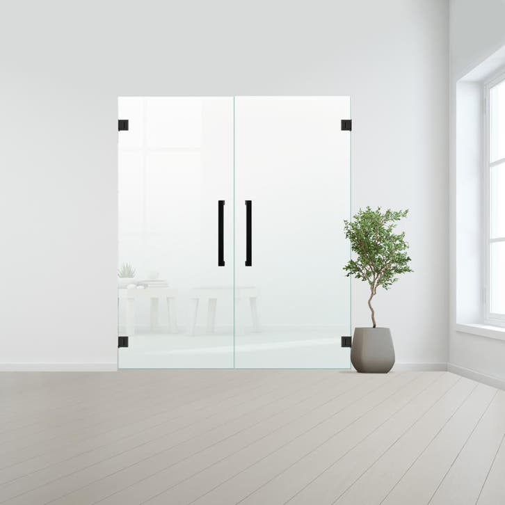 Glazen dubbele binnendeur XL zonder kozijn zwart beslag-Sati, Bricolage & Construction, Vitres, Châssis & Fenêtres, Envoi