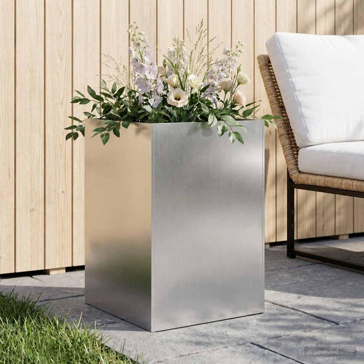 vidaXL Plantenbak zilver 50 x 50 x 75 cm Roestvrij staal, Tuin en Terras, Bloempotten, Nieuw, Verzenden