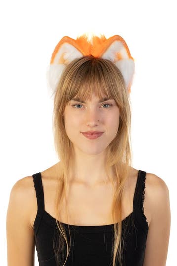KIMU® Haarband Furry Oortjes Oranje Wit Kat Poes Vos Diadeem, Ophalen of Verzenden, Nieuw