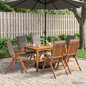vidaXL 7-Piece Garden Dining Set Naturel Massief Acacia Hout, Verzenden, Nieuw