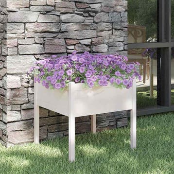 vidaXL Plantenbak 70x70x70 cm massief grenenhout wit, Verzenden, Nieuw