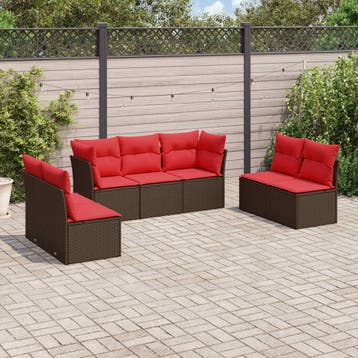 vidaXL 7-delige Loungeset met kussens poly rattan bruin, Verzenden, Nieuw, Loungeset
