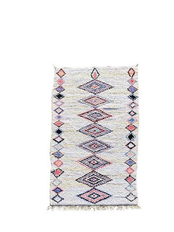 Moroccan Boucherouite Rug – Handwoven Geometric Design -, Nieuw